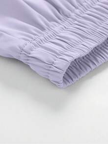 Women's Lightweight Breathable Ice Silk Pants, Loose Fit Casual Drawstring Ankle Length Sports Trousers, Suitable For Summer Outdoor Cycling Running, Solid Color - Purple - View 5