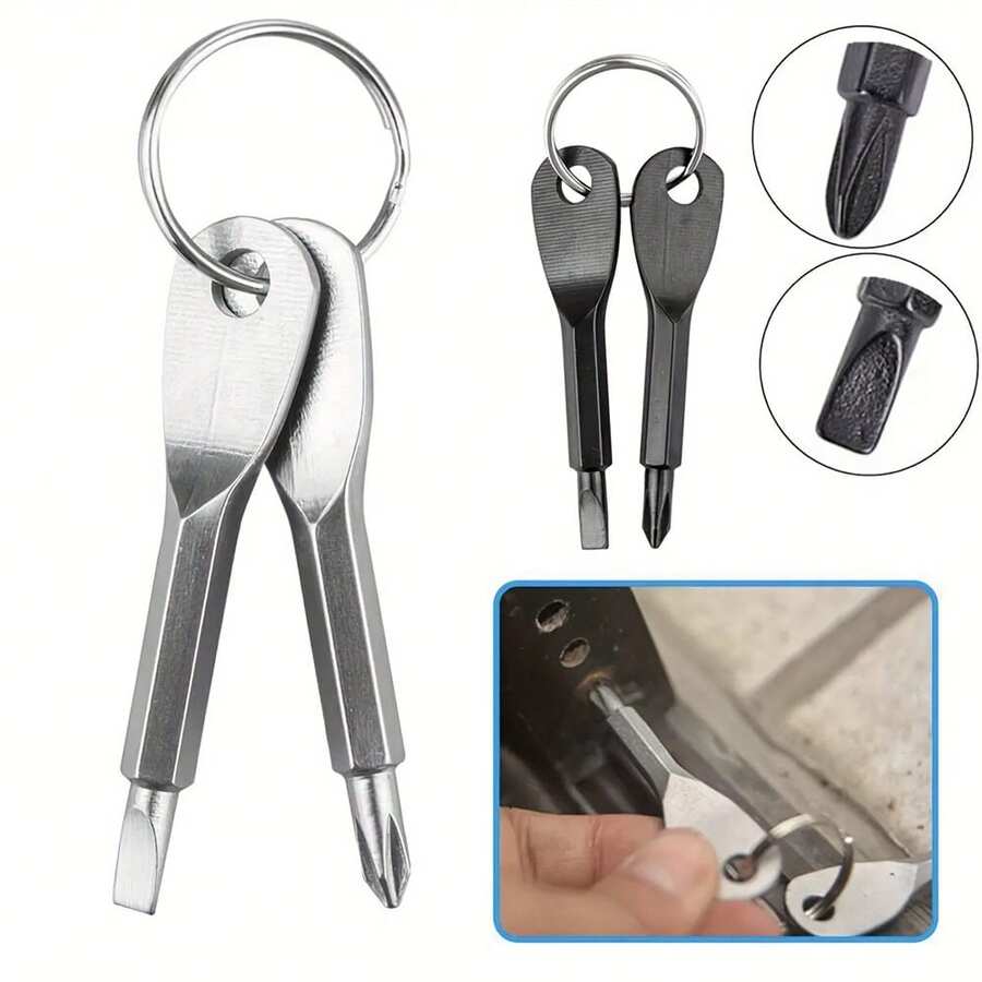 2pcs Portable Multi-Function Mini Key Screwdriver, Keychain/Practical Tool