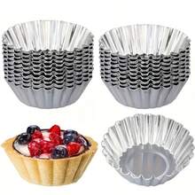 5/10/20/30 Egg Tart Molds, Reusable Pie Molds, Suitable For Muffins, Cupcakes, Puddings, Non-Stick, Baking Custard Dishes, Baking Tools, Cake Carriers, Tart Molds. - Silver - View 10
