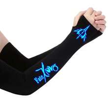 1 双几何图案休闲涤纶夏季护臂，男士防晒 - 黑色 - 查看 7