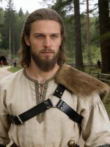 1pc Medieval Renaissance Knight Half Shoulder PU Leather Cape/Shawl, Suitable For Viking Theme Fairs, Role-Playing Games And Cosplay Outfits - A - View 6