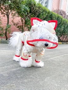 1件寵物雨衣四季通用四足防水連帽狗雨衣 - 彩虹雨衣 - 紅色 - 紅色 - 查看 4