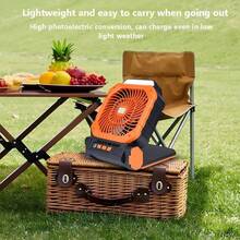 New Solar Powered Outdoor Fan, With Solar Panel, Portable USB Charging, 4 Wind Speeds, 3 Lighting Modes, Super Quiet, Timing, Suitable For Fishing, Camping, Tent, Outdoor Tool Accessory - Multicolor - View 5