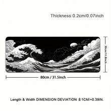 1pc Extra Large Japanese Style Black Wavy Gaming Mouse Pad - Ergonomic Design, Non-Slip Rubber Base, Artistic Japanese Landscape Pattern Suitable For Computer And Tablet, Durable Smooth Surface, Computer Mouse Pad | Art Mouse Pad | Durable Mouse Pad, Extra Large Mouse Pad - Mouse Pad - View 9