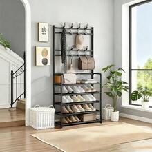 Un estante para zapatos y perchero de estilo elegante y fácil de instalar para uso doméstico. - Blanco - Ver 3