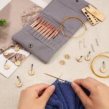 Detachable Needle Circular System With Interchangeable Needles, 13-Piece Gold Crafting Kit Includes Various Sizes (15.9", 26.3", 31.5", 35.4") And Storage Bag, 3-10mm Circular Needle Set - C-Multicolor Set - View 7