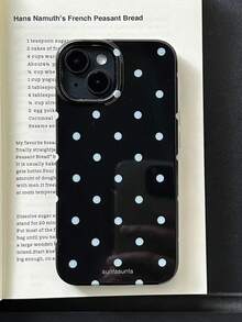Black Background White Polka Dot Glossy Phone Case Compatible With Apple 11/11 Pro/11 Pro Max, 12/12 Pro/12 Pro Max, 13/13 Pro/13 Pro Max, 14/14 Pro/14 Pro Max, 15/15 Pro/15 Pro Max, 16/16 Pro/16 Pro Max, 17/17 Pro/17 Pro Max - Black - View 5