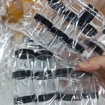 6pcs 0.34oz Refillable Transparent Bottles With Black Caps - Durable, Lightweight Travel Containers Suitable For Nail Polish, Glitter, Powder, Hair Salon, Home Or Commercial Storage