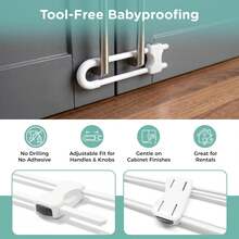 Bộ 1/3/6 khóa tủ an toàn, khóa chống phá ngăn kéo hình chữ U có thể điều chỉnh, khóa an toàn dễ sử dụng cho cửa tủ bếp, tay nắm tủ, tủ đựng đồ (Màu trắng) - trắng - Xem 7