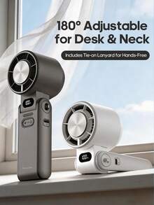 kinscoter 1个3600mAh可充电便携式迷你手持风扇，露营旅行空气冷却器，100档风速可调，迷你个人降温手持风扇 - 彩色 - 查看 3