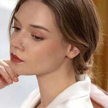 4 对套装，1.5-3 毫米白色 AAA 级立方氧化锆鼻钉，骨形、L 形、螺旋形鼻环，男女通用，简约鼻部穿孔饰品。 - 金色 - 查看 4