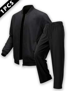 Men's Casual Lightweight Jacket And Pants Set, Suitable As Gift For Boyfriend, Husband, Father Sports - Black - View 5