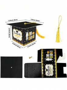 10/20/30pcs Gold Glitter Graduation Cap Candy Boxes, 2026 Graduation Decor, Graduation Party Favor Boxes With Tassels, Chocolate Boxes, Graduation Gift Boxes For Class Of 2026 - Multicolor - View 6