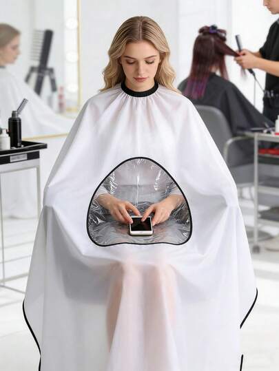 One High-Quality Anti-Static Hairdressing Cape Designed For, Featuring A Non-Stick Fabric Ideal For Precise Haircuts. Tailored For Barbers And Stylists, It Boasts A Transparent Design And Premium Material, Perfect For Salon Settings