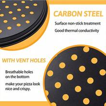 Pizza Baking Pan With Holes Round Carbon Steel Pizza Baking Pan With Holes Healthy Cooking Pan For Oven Home Kitchen Steel - Black - View 9