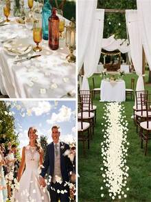 500/1000pcs, Milky White Simulated Rose Petals | Polyester Flower Petals For Wedding Atmosphere Arrangement, Couple Romantic Confession Supplies - Milky White - View 8