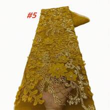 Premium French Mesh Embroidered Sequin Lace Fabric, High-Quality Nigerian Sequin Lace Fabric, Suitable For Wedding Dress And Gown Sewing - A - View 2