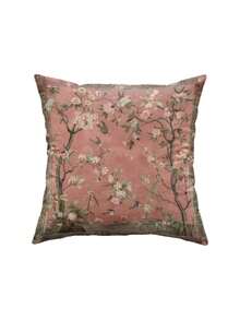 1/2/4 piezas Funda de almohada de estilo chino vintage con diseño de pájaros y flores, de fibra de poliéster suave, tamaño 17.7X17.7 pulgadas (45X 45cm), con cierre de cremallera, lavable a máquina, impresa, adecuada para la decoración del hogar en la sala de estar y el dormitorio - Rosa - Ver 13