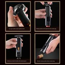 新款四合一红酒开瓶器，家用多功能红酒开瓶器，个性化红酒啤酒开瓶器，手动开瓶器，创意硅胶保鲜香槟气泡密封家用拉出式不锈钢葡萄瓶塞 - 彩色 - 查看 5