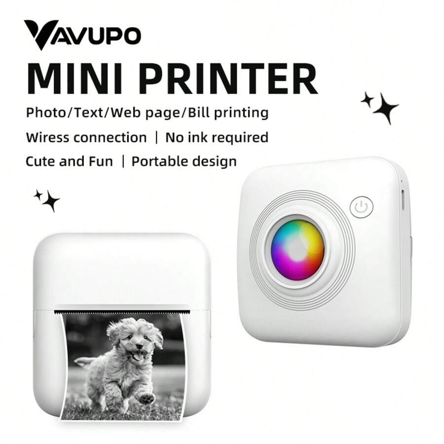 Vavupo Máy in mini bỏ túi: Không dây & Nhỏ gọn! In văn bản, ảnh, hóa đơn hoặc hình vẽ graffiti; quét tài liệu & trang web mọi lúc mọi nơi - Hoàn hảo để ghi lại những khoảnh khắc đáng yêu của mèo và những khoảnh khắc sáng tạo, tiện lợi mang theo.