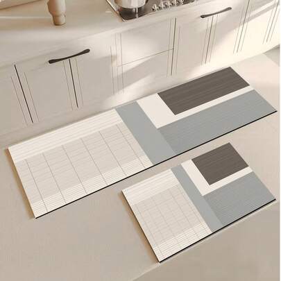 1件极简线条艺术北欧风格地毯，极简主义，日式侘寂美学，现代简约设计，奶油色，奢华质感，适用于餐厅、走廊、浴室、厨房，家居装饰，春夏节日装饰