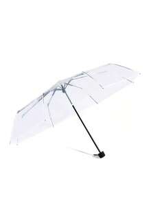 Transparent Folding Manual Umbrella With Reinforced Edges, Foldable,Outdoor,Garden,Travel Essentials,Portable Essentials - Transparent White Border - View 3