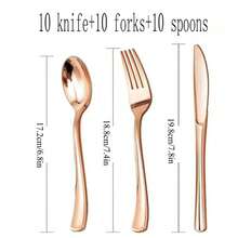 30pcs Rose Gold Stainless Steel Portuguese Style Cutlery Set - Rose Gold - View 10