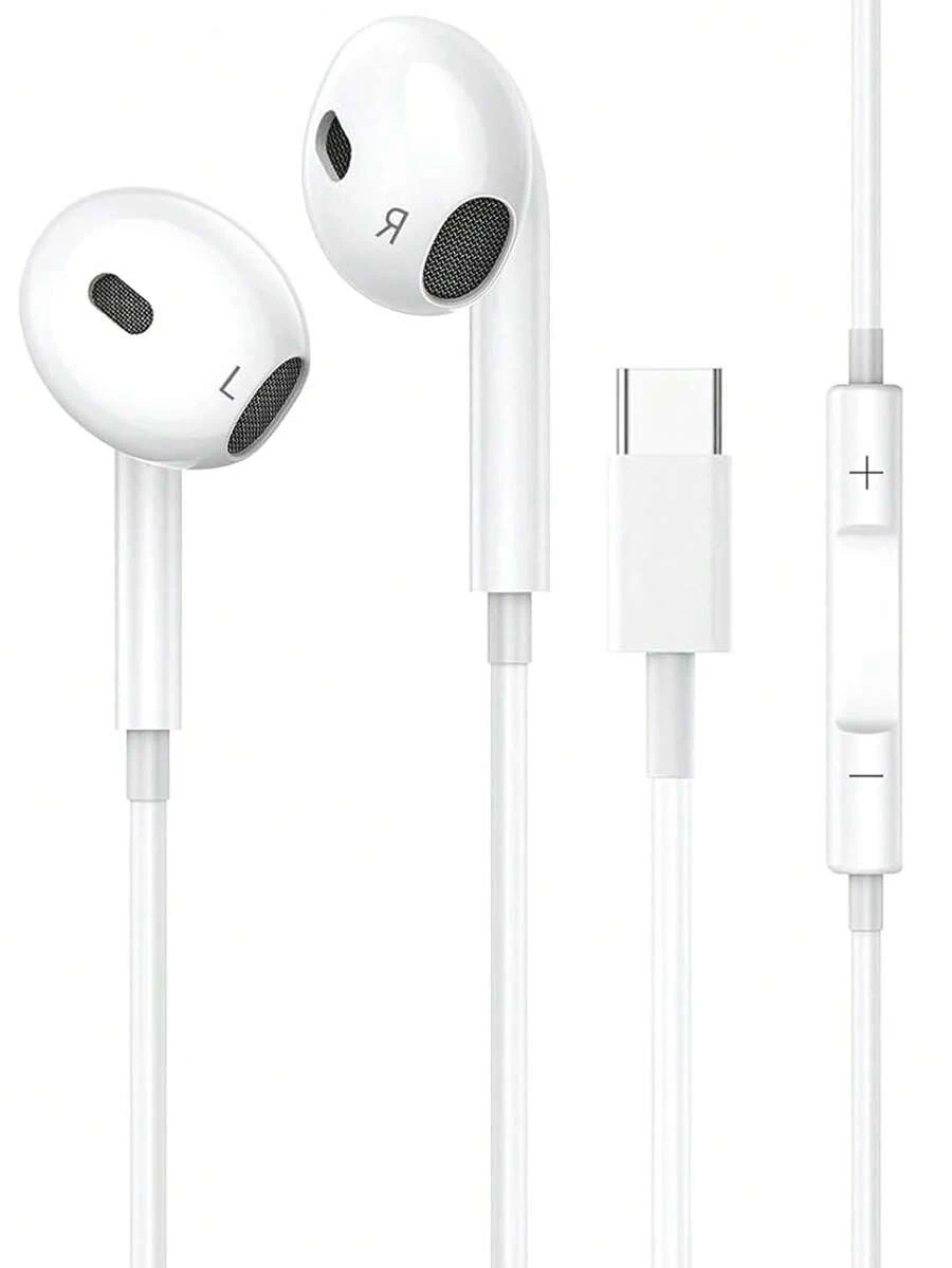 有线高保真立体声耳机，带麦克风和音量控制，USB-C接口，兼容 15/16 Pro/17 Air/17 Pro Max、Pro、S25/S24/S23/S22/S21、Pixel 9/8/7/6，符合人体工学的入耳式设计，塑料材质，不防水，防噪音，带音量按钮控制，USB-C有线耳机 | 防噪音+高保真立体声低延迟，适用于 15 Pro Max/其他Type-C/USB-C设备，全能游戏和媒体耳机 - 查看 1