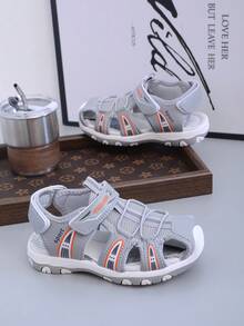 New Summer Fashion Versatile Breathable Sandals, Lightweight Comfortable Sports Sandals With Closed Toe For Boys And Girls, Anti-Slip Durable Suitable For Daily Wear - Grey - View 6