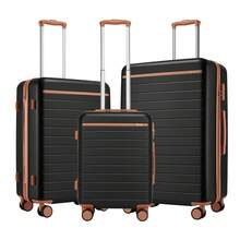 Suitcase Cabin Size Carry On 20 24 28 Inch 3 Piece Set Hard Shell Lightweight Spinner Wheels Combination Lock Telescopic Handle Travel Luggage - Black - View 11