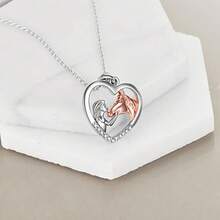 新款创意心形微镶项链，双色吊坠，女士忠实伴侣 - XL912 白金 - 查看 10