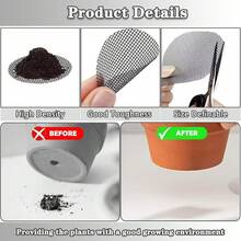 50片圆形盆底网垫 - 透气盆景排水网垫，防止土壤流失和虫害，适用于种植盆、花盆和园艺 - 圓形 - 查看 3