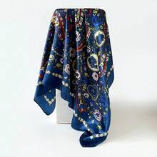 潮流时尚头巾，欧美嘻哈风格，仿丝方巾 - 深藍90x90cm - 查看 8