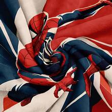 Marvel This Is A Spiderman-Themed Flannel Blanket, Featuring A Modern Animated Style Red And Blue Costume, With A White Line-Drawn Spider Logo On The Chest, Presenting A Modern And Visually Striking Look. The Character's Colors Stand Out For Easy Identification, And It Has The Features Of Being Decorative, Warm, And Soft, Suitable For Use As A Sofa Throw, Nap Blanket, Or Bed Decoration. - Multicolor - View 11