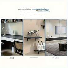 2 Pcs 16 Inches Shelf Bracket Heavy Duty Floating L Shelf Bracket, Powder Coated, Complete Mounting Hardware, Easy Install, Metal Shelf Bracket With Hardware, Black - Black-16 In - View 7