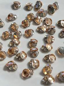 10/5PCS Rhinestones Kuku Berkilau Paduan Logam yang Ditumpuk – Hiasan Kuku Bling 3D Aneka Warna untuk Seni Kuku Akrilik, Dekorasi Manikur DIY Kuku - MultiWarna - View 8