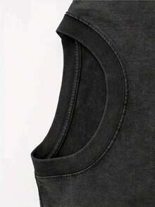 1 camiseta de moda con estampado de letras a doble cara, camiseta de estilo casual urbano, muy vendida en verano, top de manga corta con cuello redondo y hombros caídos, 100% algodón, 180g. - Negro - Ver 5