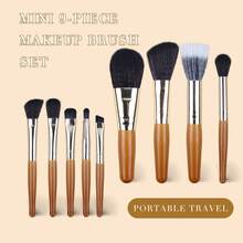 9pcs Mini Portable Makeup Brush Set With Wooden Handle T,Makeup Brush Kit,Make Up Brush Set,Make Up Set Complete,Makeup Brush Set,Complete Makeup Kit,Brush Kit,Brushes Makeup Set,Makeup Gift Set,Set,Giveaways,Professional Makeup Brushes,Complete Makeup Set - Multicolor - View 2