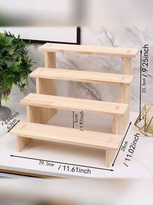 1pc Wooden Multi-Tier Display Rack, Multifunctional Jewelry, Dessert, Cupcake Collection Storage Organizer, Display Cabinet, Suitable For Valentine's Day And Back To School Season - Wood Color - View 7