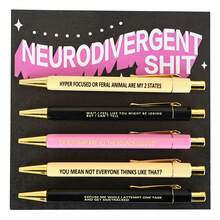 5pcs Funny Ballpoint Pen Set - 1.0mm Tip, Black Ink, Vibrant Quotes, Profanity Design, Unique Office Gift For Colleagues, Personalized Daily Writing Ballpoint Pen Set With Humorous Quotes, Personalized Ballpoint Pen Set - Deviation Ballpoint Pen - View 12