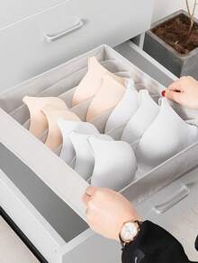 Grey Clothes Storage Box With Inner Lingerie Compartment - Grey - View 5