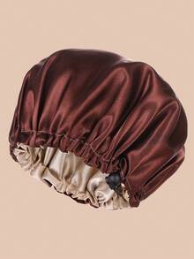 1顶女士弹力针织帽，适合日常佩戴、夏季和海滩穿着 - 咖啡+金 - 查看 5