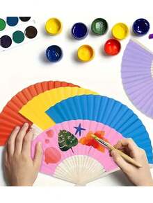 5/10/20/30/40pcs Pink Folding Paper Fans, Bamboo Handheld Fans, Bridesmaids Bamboo Paper Fans, Bachelorette Party Decor, Photo Props, DIY Portable Bamboo Paper Fans, Birthday Party Decor, Suitable For Engagement, Graduation, Wedding Party Decor, Home Bedroom Dining Table Decor, Party Performance Photo Props, Home Living Room Office Decor - Multicolor - View 7