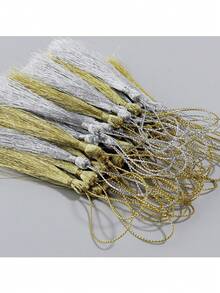 10/20/30件 4/6/8cm 金色/銀色線繩流蘇，柔軟懸掛吊飾，適用於書籤、燈籠、包包、鑰匙圈、窗簾與枕頭裝飾 - 金銀絲流蘇 - 查看 4