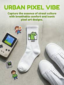 1/5/10/20 đôi tất dài họa tiết thằn lằn Lzardy, kiểu dáng tối giản, thoải mái, thoáng khí, dài đến bắp chân, phù hợp cho cả nam và nữ, thích hợp cho mùa thu. - Nhiều màu - Xem 4