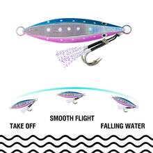 5 piezas de señuelos de pesca con brillo de hundimiento rápido de 60g-150g para lanzamiento, señuelos de metal para pesca de altura con anzuelos asistentes para lubina y trucha - Multicolor - Ver 7