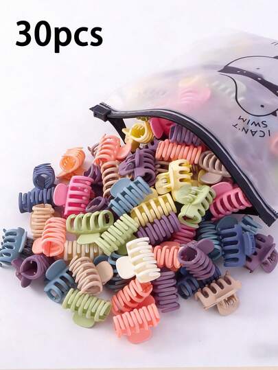 30个甜美时尚的迷你爪夹，颜色随机，适合女孩日常佩戴