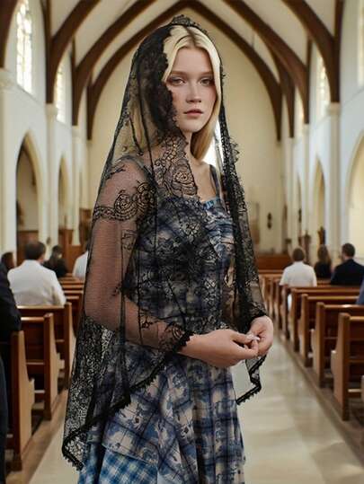 1pc Women's Bohemian Style Lace Shawl