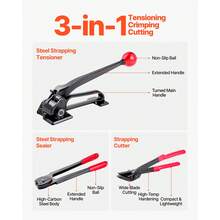 Steel Banding Strapping Kit, Heavy Duty Banding Sealer Tool With 600 Ft Binding Straps, 300 Metal Seals, Manual Pallet Packaging Strapping Kit For Warehouse, Transportation, Industrial Bundling - Steel Strapping 3/4 Inch 600ft 5-piece Set - View 4