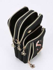 Women's Phone Bag, Rose Gold Letter Print Mini Crossbody Bag, Vertical Coin Purse, Sports Armband And Running Wrist Bag, Mini Casual Crossbody Phone Bag With Earphone Hole, Fashionable White-Collar Work Commute Business Office Gift, Suitable For Anniversary, Valentine's Day, Christmas, Thanksgiving, Birthday And Other Occasions - Multicolor - View 3